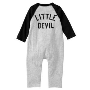 Baby Gap NWT Gray Little Devil Jersey Romper 0-3 Months